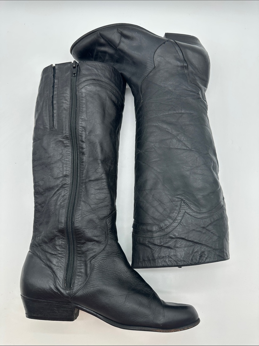 Vintage Black Leather Western Boots - Picture 5 of 9